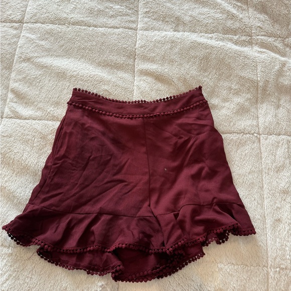 Burgundy Ruffle Shorts - Picture 3 of 5